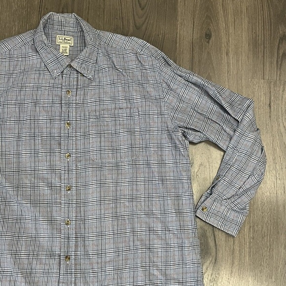 LL Bean Shirt Mens XL Blue Plaid Flannel Button Up Outdoor Wool Blend - Picture 2 of 4